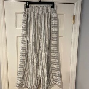 Joie White & Black Striped Pull-On Pants Linen Blend– Size 1X